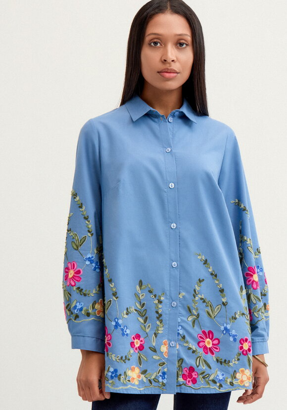 Рубашка с цветочной вышивкой шир.  580, рис. 12