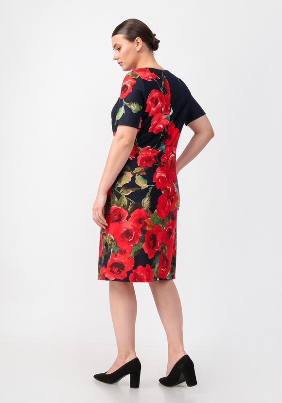 Платье полуприталенное с принтом розы шир.  580, рис. 3