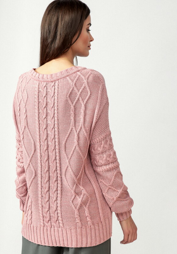 Джемпер женский с рисунком косы и араны шир.  580, рис. 22