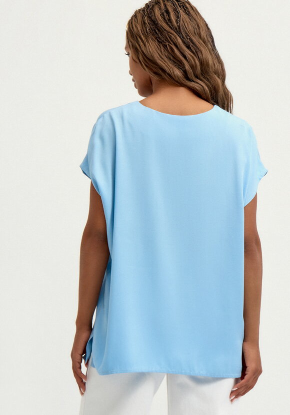 Блуза с коротким рукавом однотонная шир.  580, рис. 19