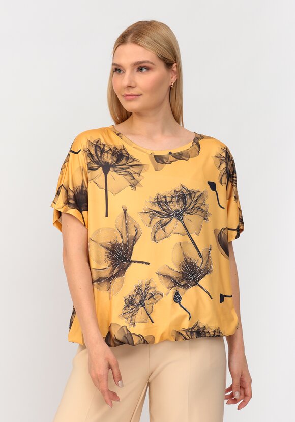 Блуза со стразами и цветочным принтом шир.  580, рис. 26