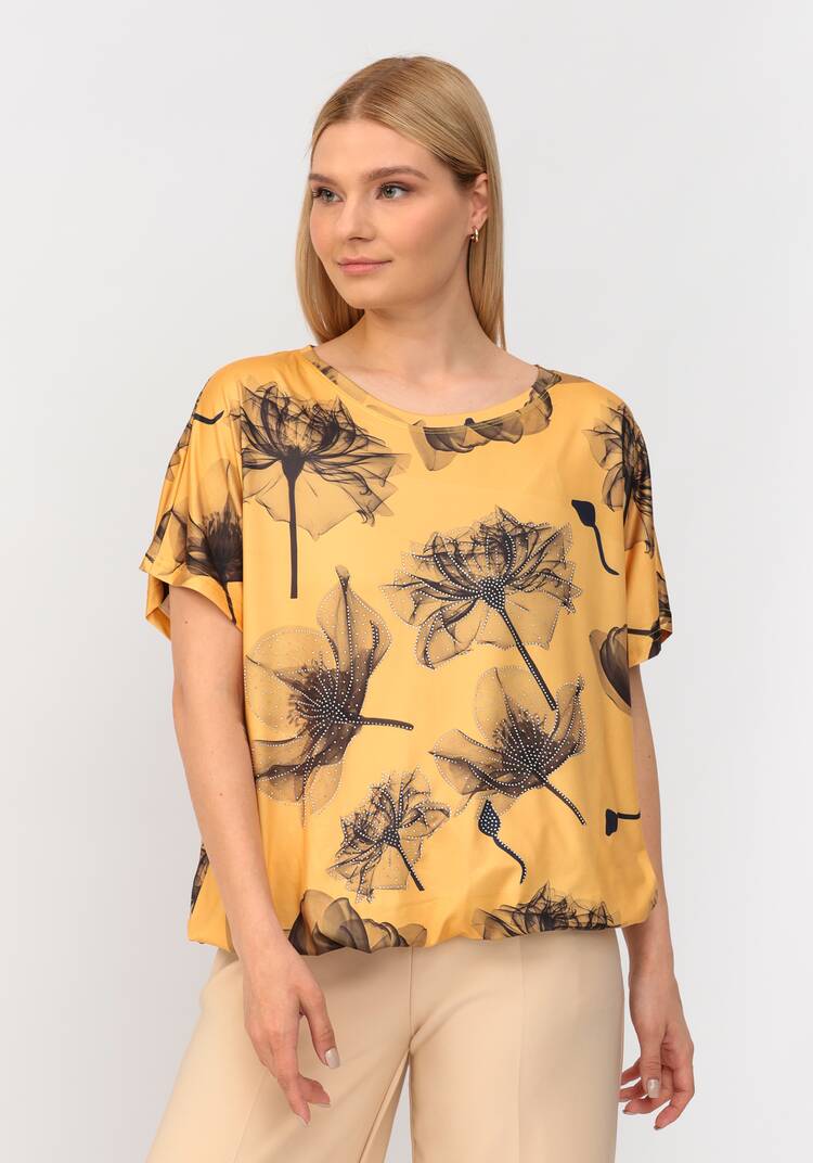 Блуза со стразами и цветочным принтом шир.  750, рис. 26