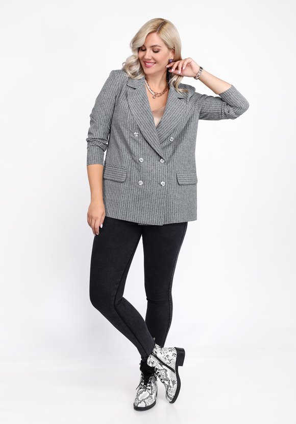 Жакет двубортный в полоску шир.  580, рис. 11