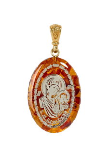 Подвеска-иконка из янтаря