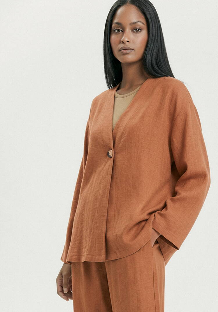 Жакет свободного кроя на пуговице Агата шир.  750, рис. 9