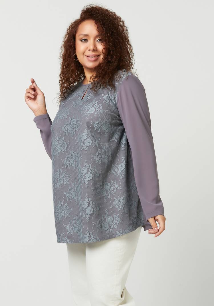 Блуза с кружевом однотонная шир.  750, рис. 13