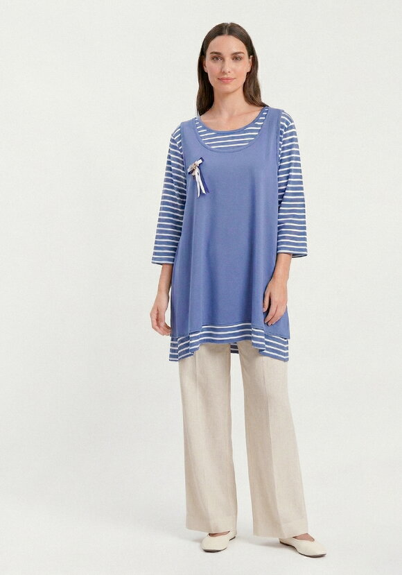 Комплект из блузы в полоску и топа шир.  580, рис. 5