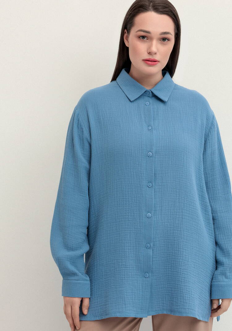 Рубашка муслиновая свободного кроя шир.  750, рис. 4