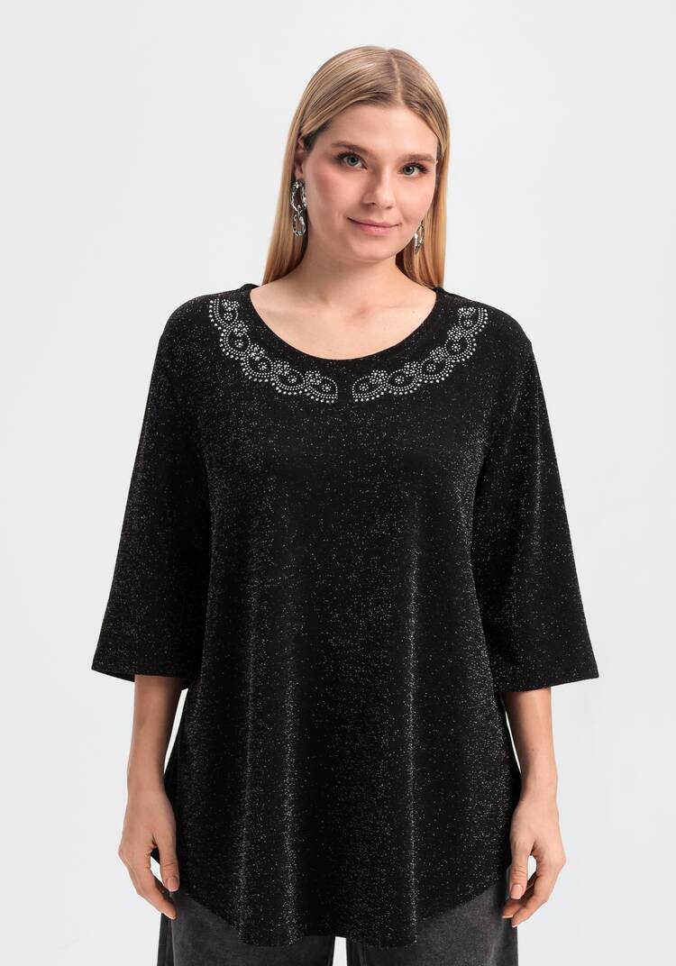 Туника с люрексом и декором из страз шир.  750, рис. 4