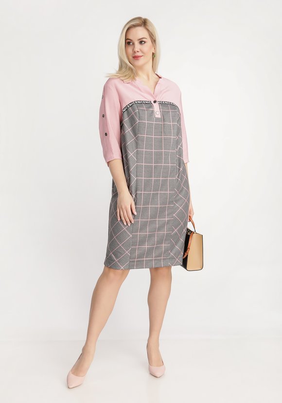 Платье комбинированное с декором шир.  580, рис. 1