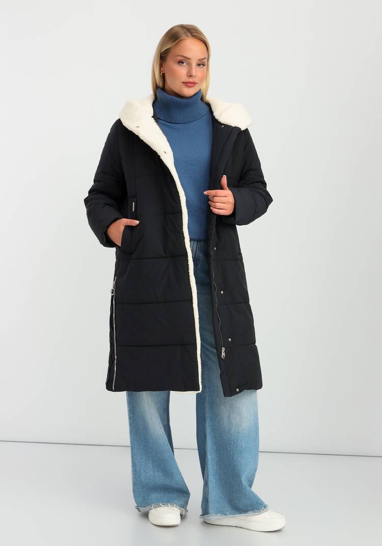 Пальто с капюшоном из меха шир.  750, рис. 10