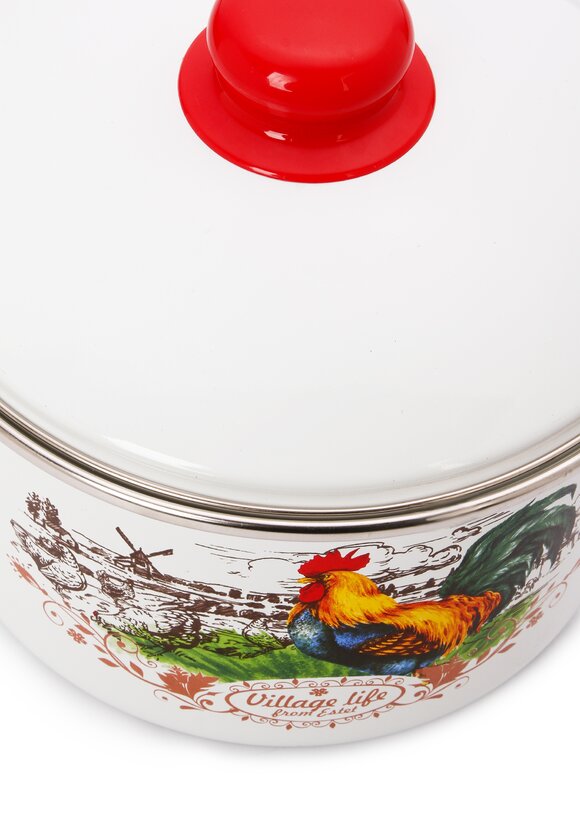 Эмалированная кастрюля с крышкой Петушок шир.  580, рис. 10