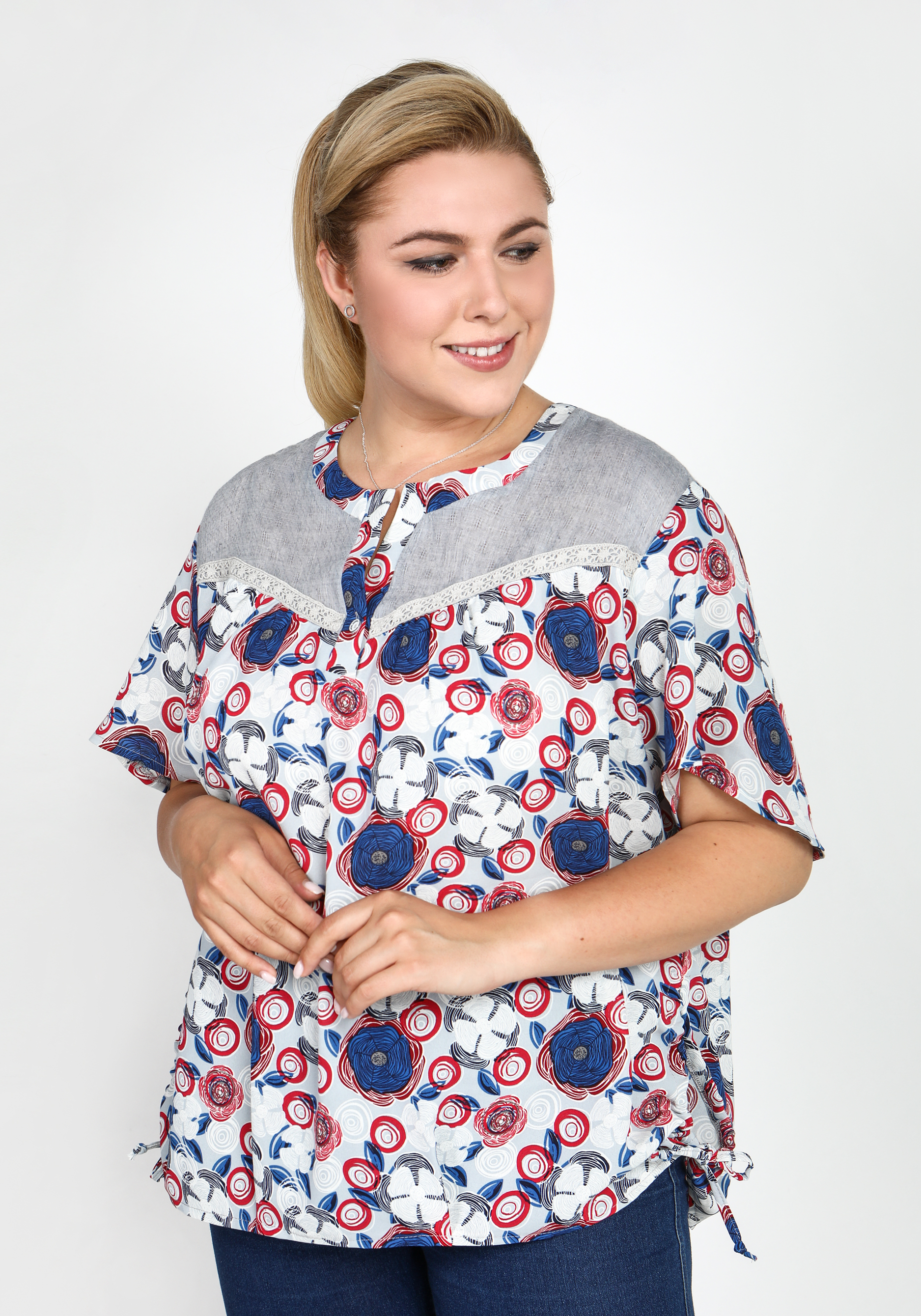 Блуза "Оригинальный выход" GalaGrosso, размер 48, цвет серый - фото 5