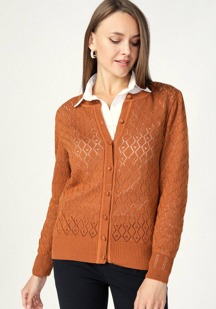 Кардиган ажурный с обтянутыми пуговицами шир.  750, рис. 33