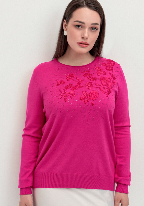 Джемпер с цветочной вышивкой и стразами шир.  580, рис. 26