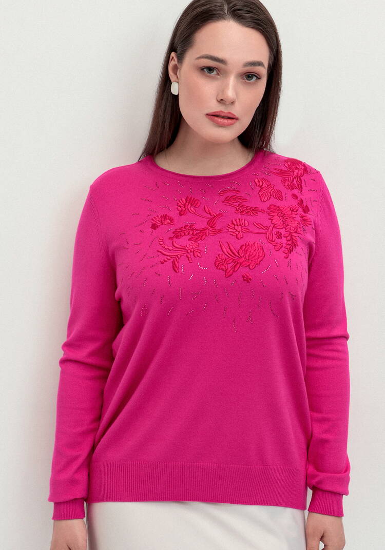 Джемпер с цветочной вышивкой и стразами шир.  750, рис. 26