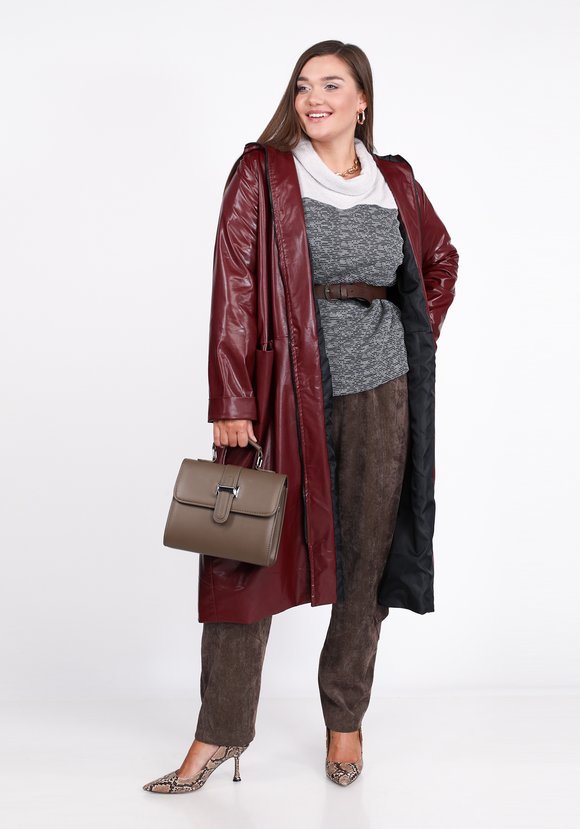 Пальто из эко-кожи на молнии шир.  580, рис. 1