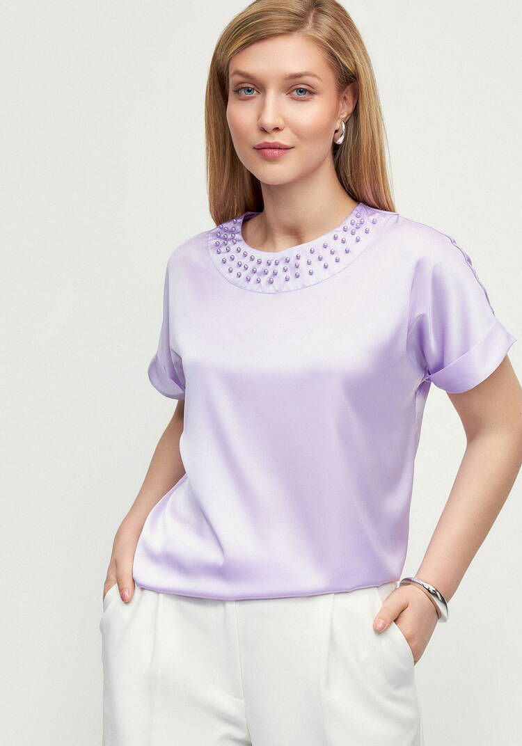 Блуза с декоративным украшением по горловине шир.  750, рис. 3