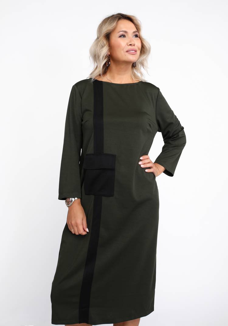 Платье однотонное с контрастной вставкой шир.  750, рис. 11