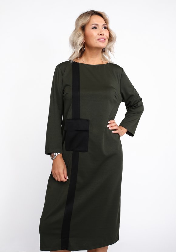 Платье однотонное с контрастной вставкой шир.  580, рис. 11