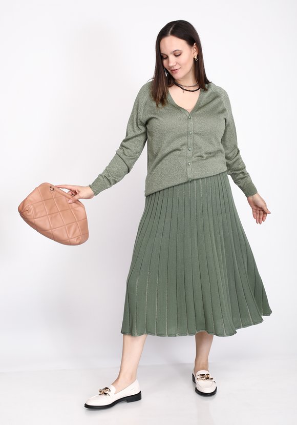 Кардиган вязаный с метанитью шир.  580, рис. 5