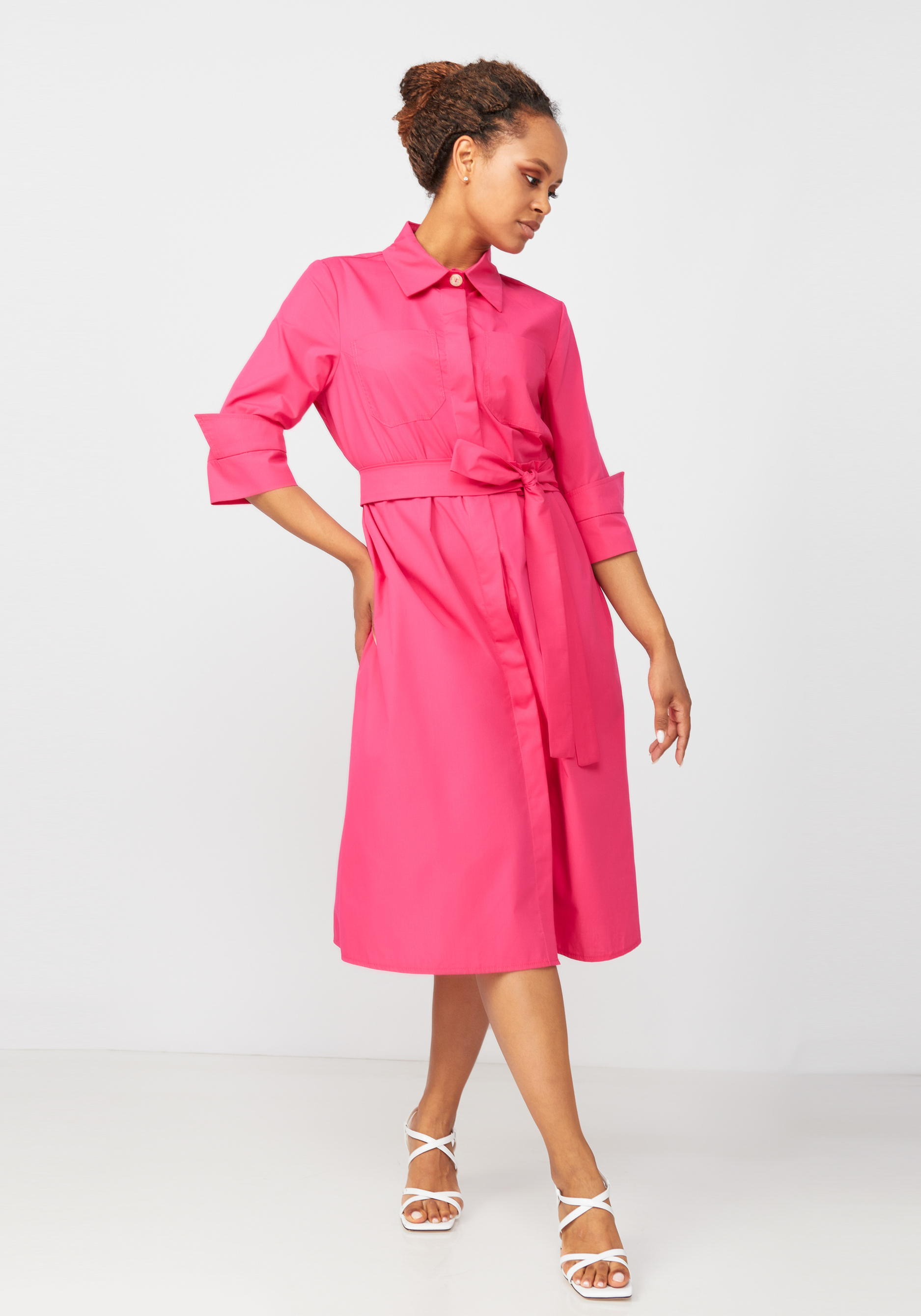 Платье-рубашка с поясом Bianka Modeno, цвет розовый, размер 52 - фото 10