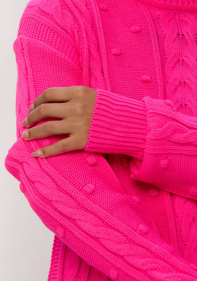 Джемпер с высокой горловиной и косами шир.  750, рис. 46