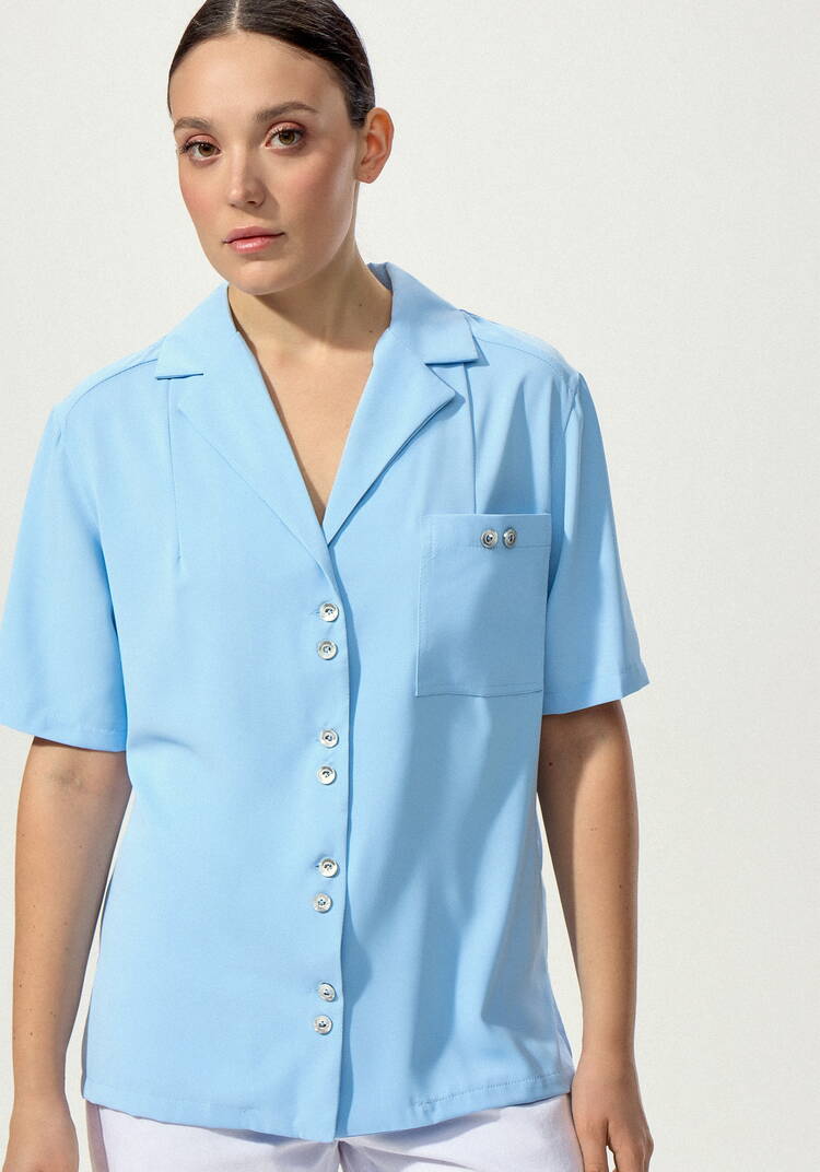 Блуза с однобортным воротником шир.  750, рис. 6