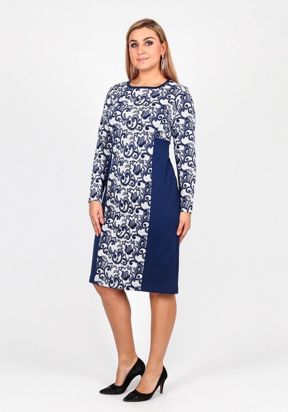 Платье с комбинированным принтом длины миди шир.  580, рис. 1
