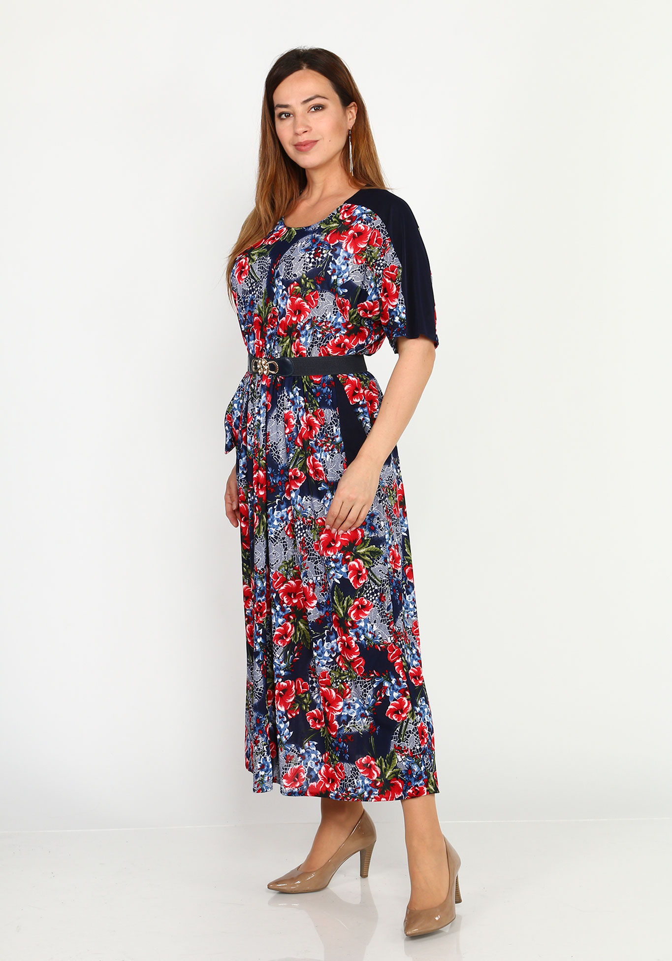 Платье-макси на эластичном поясе Bianka Modeno, размер 56, цвет красный - фото 7
