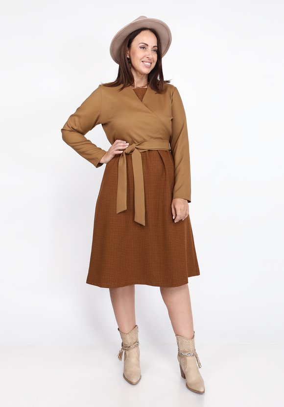 Платье с укороченным жакетом на запах шир.  580, рис. 8