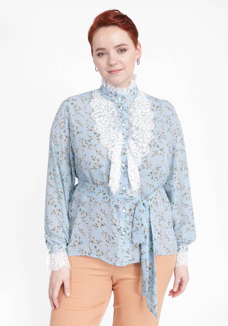 Блуза декорированная кружевом шир.  750, рис. 1