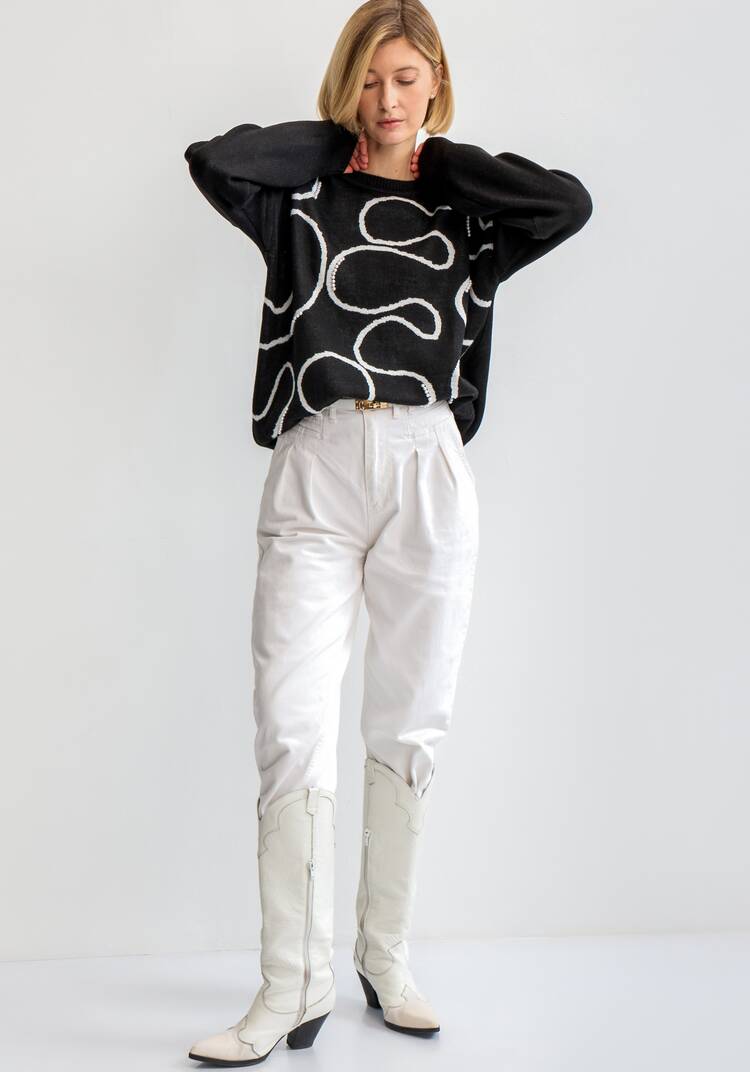 Джемпер с жемчужным декором и абстракцией шир.  750, рис. 8