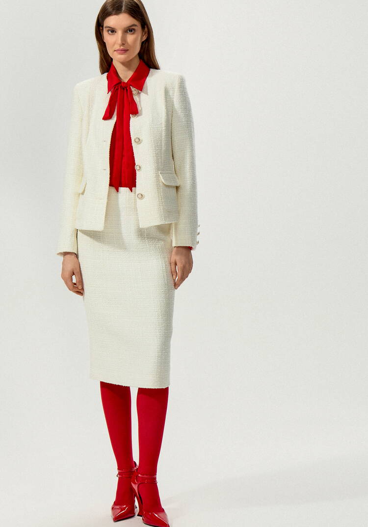 Пиджак из однотонного твида на пуговицах шир.  750, рис. 8