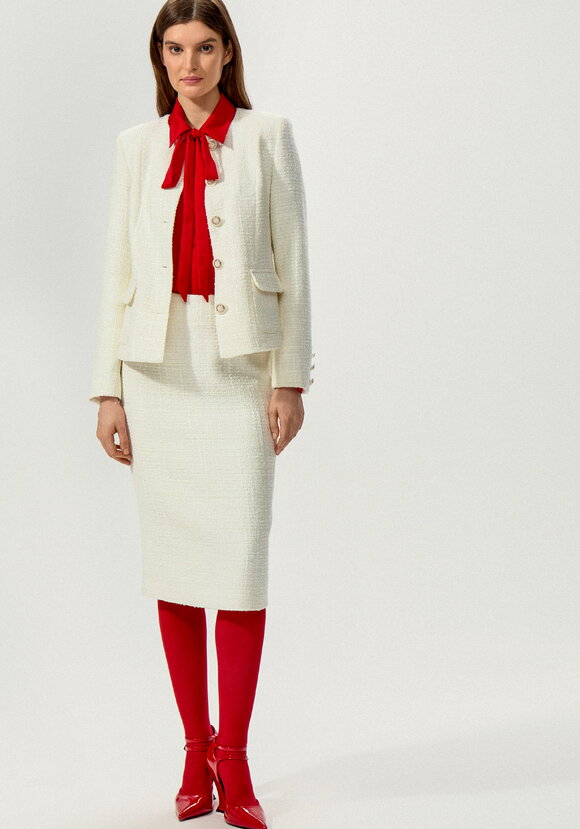 Пиджак из однотонного твида на пуговицах шир.  580, рис. 8