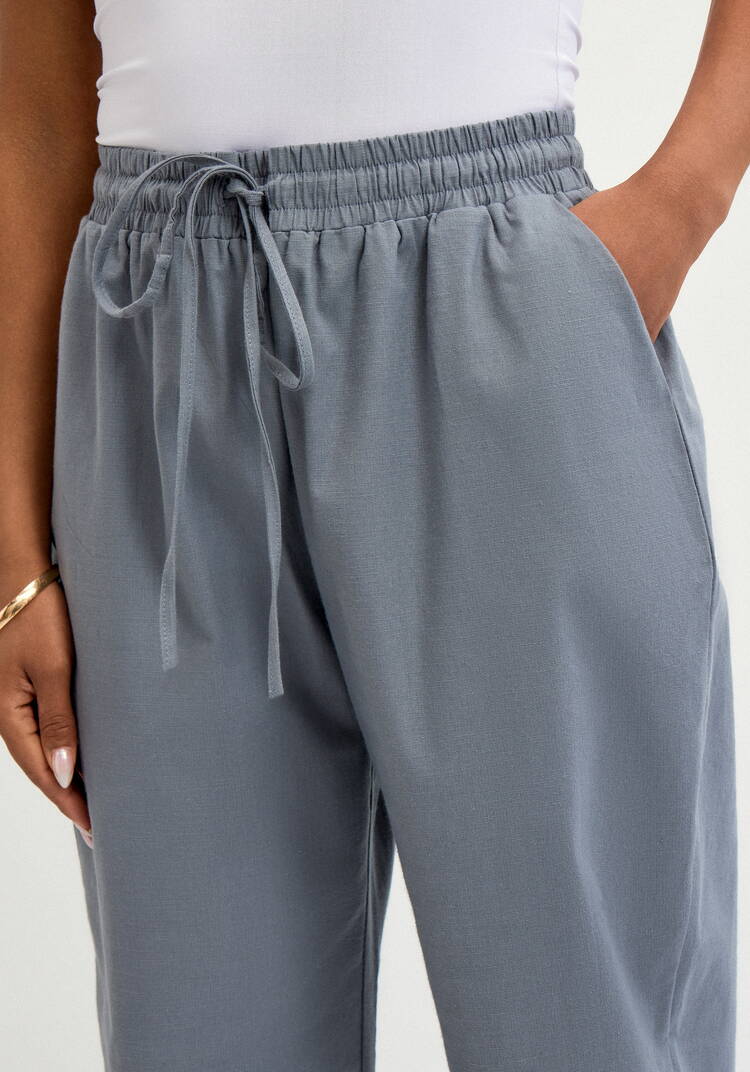 Брюки прямые изо льна с карманами шир.  750, рис. 13