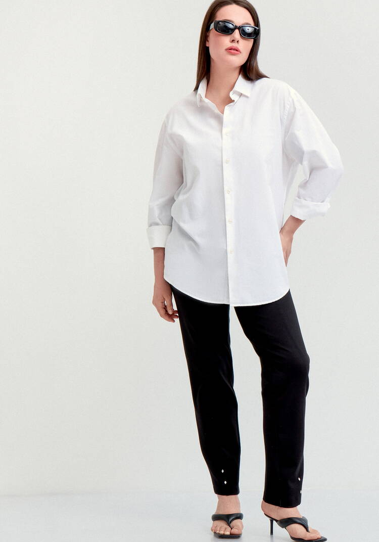 Брюки с эффектом утяжки и декором по низу шир.  750, рис. 8