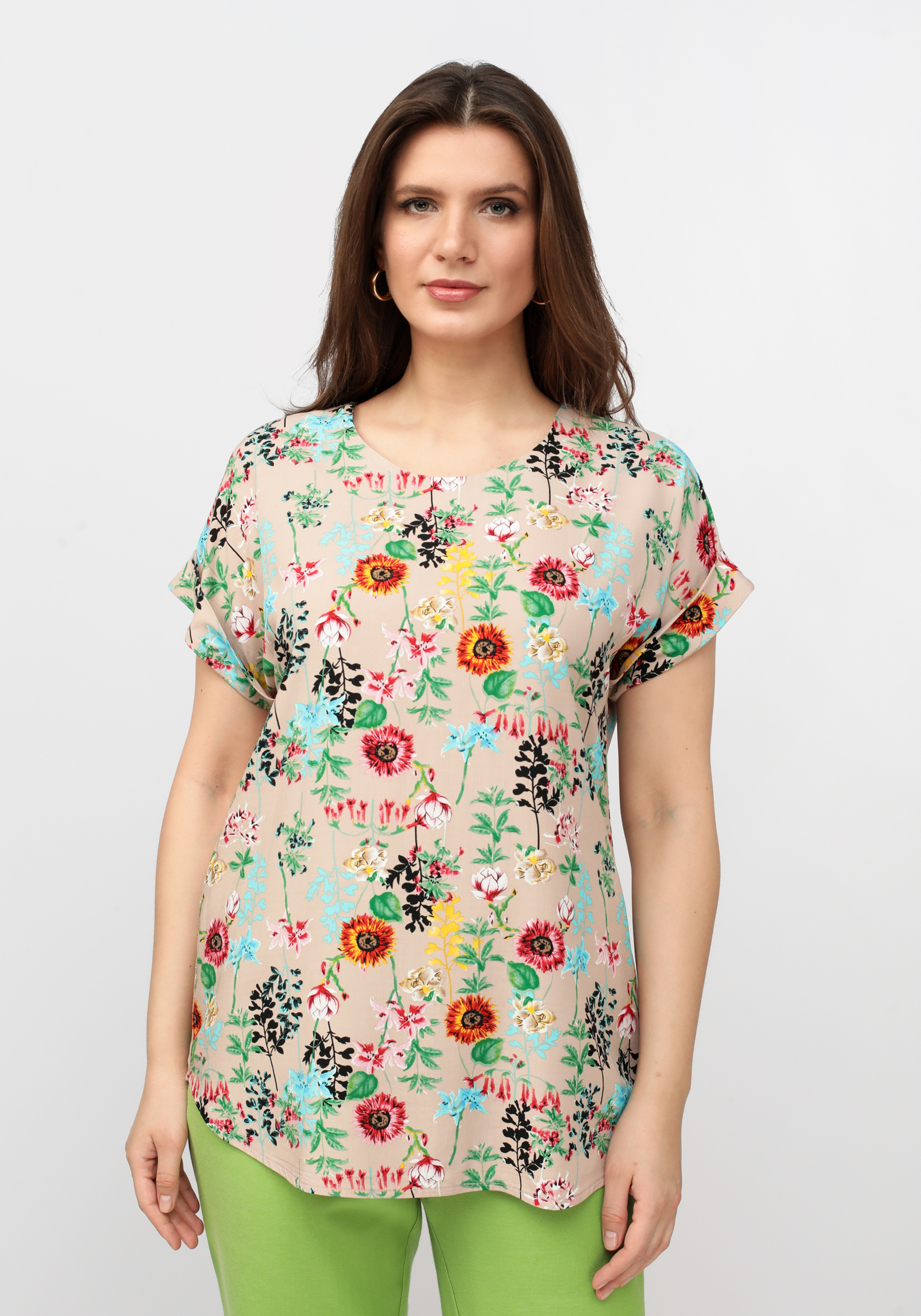 Блуза с цветочным рисунком Manhattan, размер 58 - фото 9