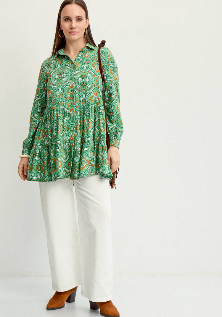 Блуза А-силуэта с ярусами шир.  750, рис. 9