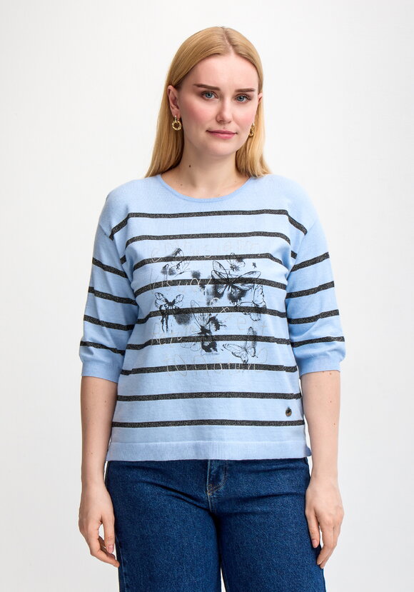 Блуза в полоску с принтом шир.  580, рис. 4