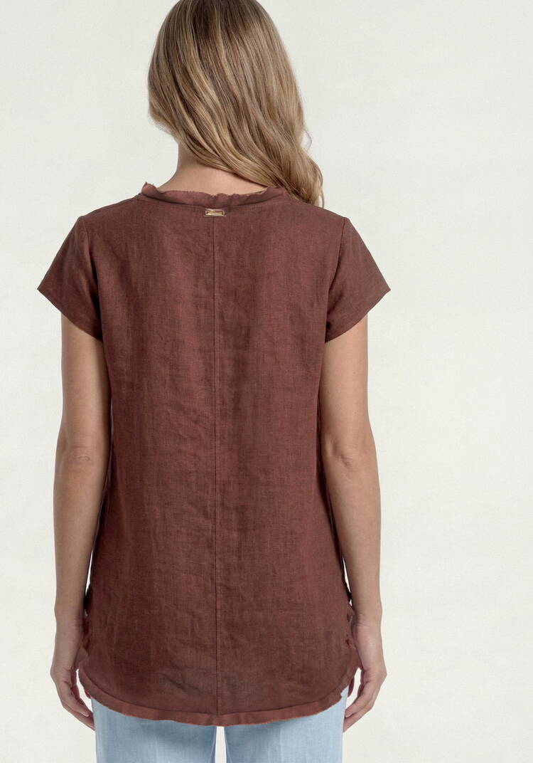 Топ изо льна с коротким рукавом и бахромой шир.  750, рис. 11