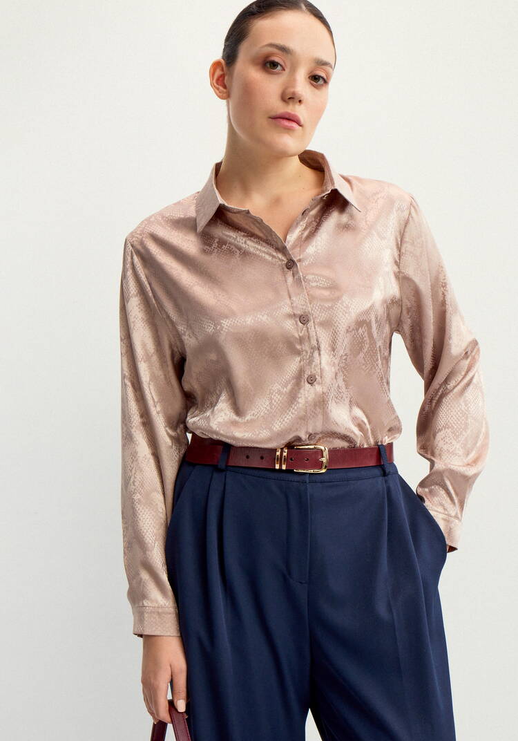 Блуза из шелка со змеиным принтом шир.  750, рис. 4