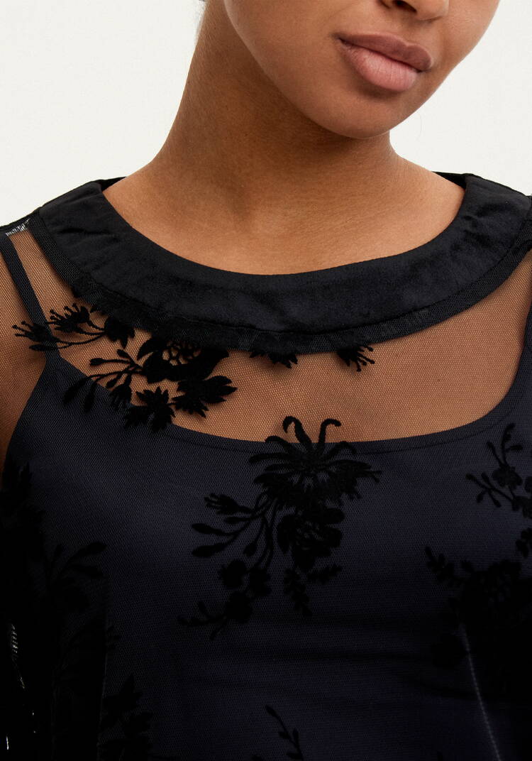 Блуза из сетки с бархатным принтом шир.  750, рис. 6