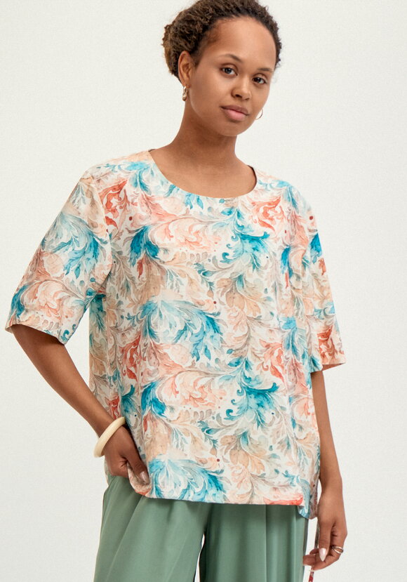 Блуза свободная с коротким рукавом и принтом шир.  580, рис. 9