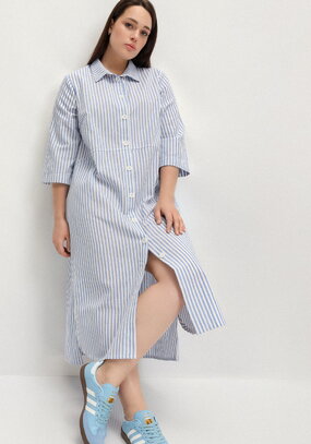 Платье-рубашка в полоску прямого силуэта