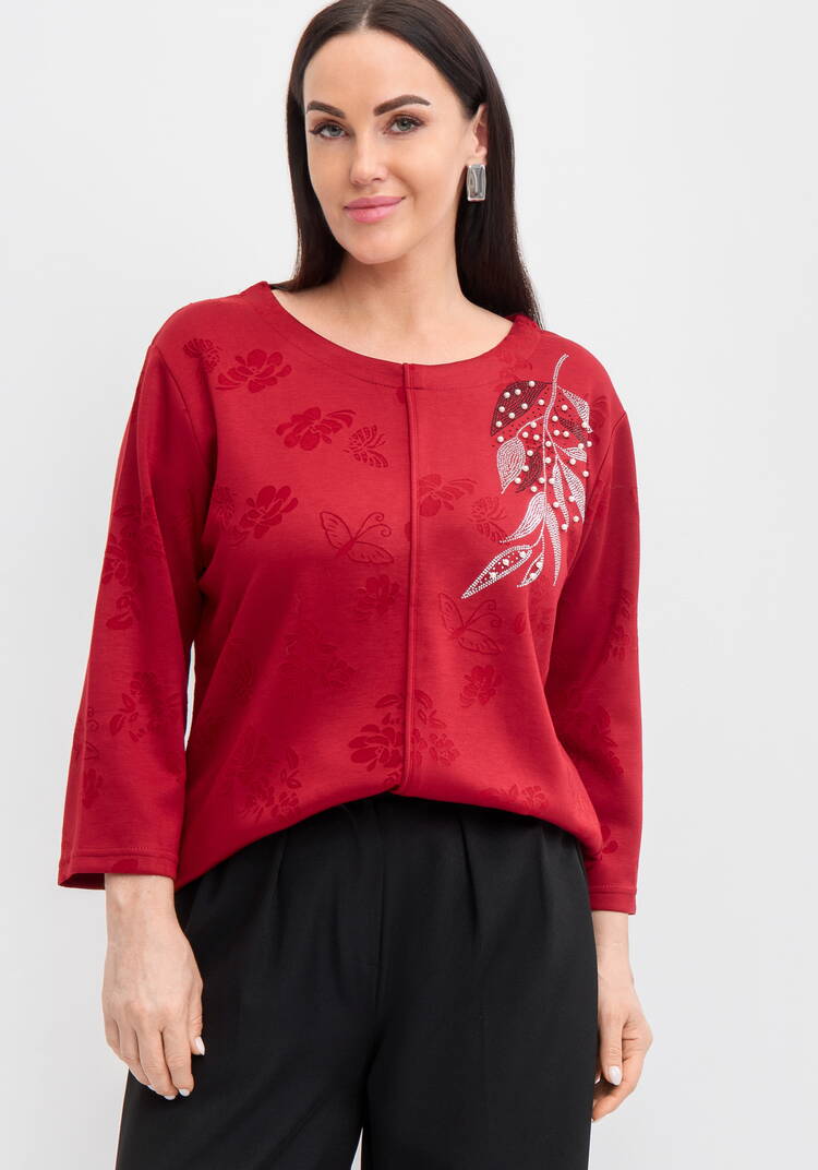 Джемпер с округлым вырезом и принтом шир.  750, рис. 1