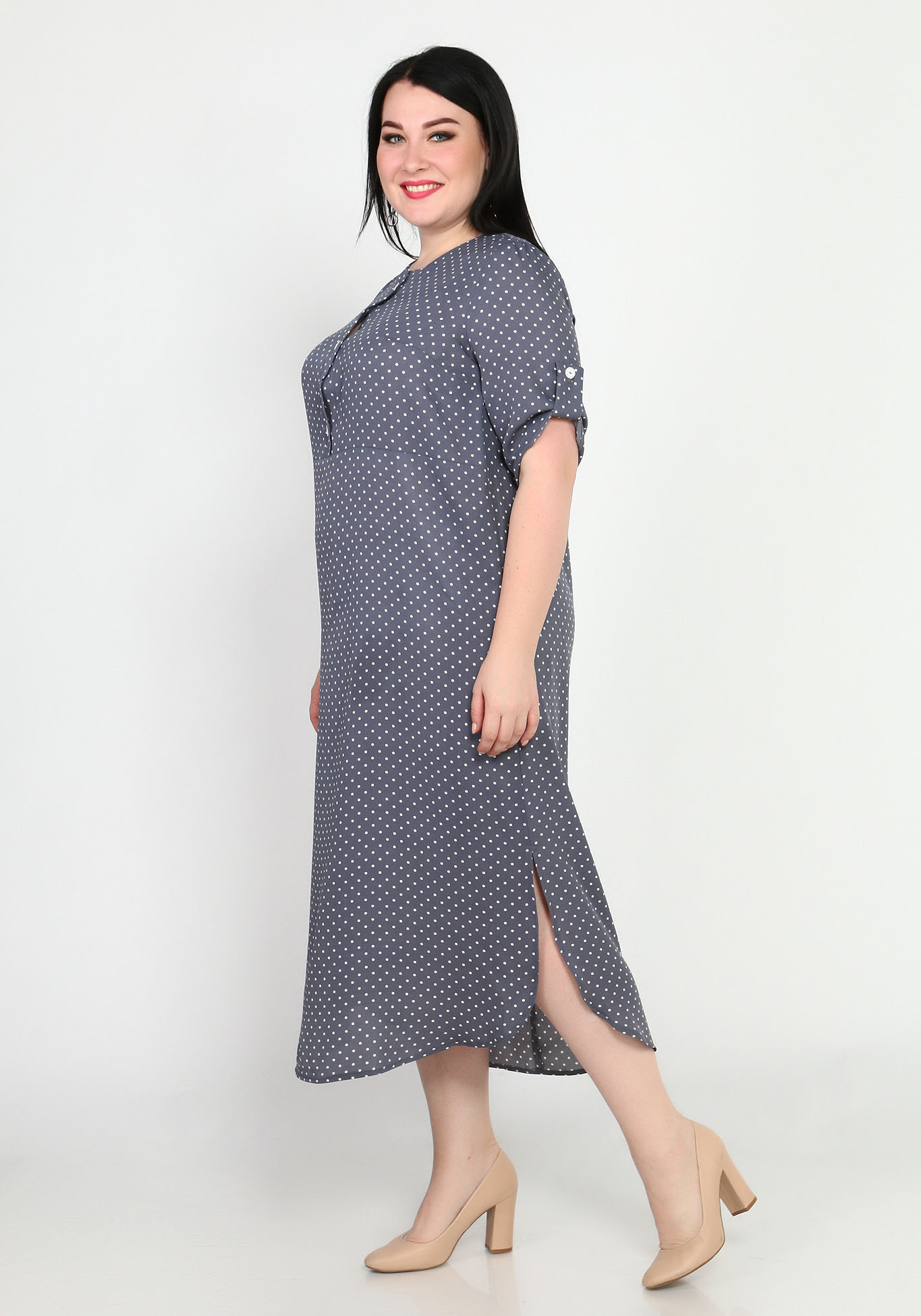 Платье-рубашка с застежкой Elletto Life, размер 56, цвет серый - фото 2