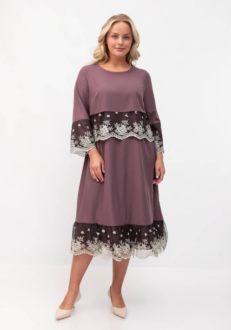 Платье с отделкой кружевом шир.  750, рис. 7