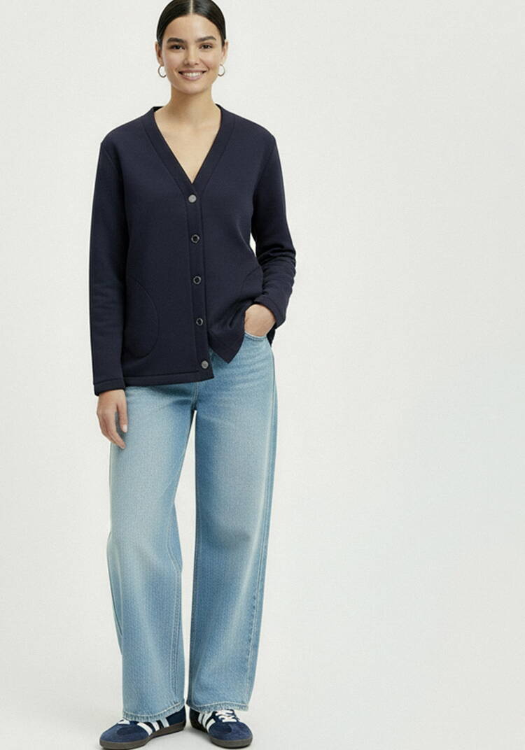 Кардиган на пуговицах утепленный шир.  750, рис. 2