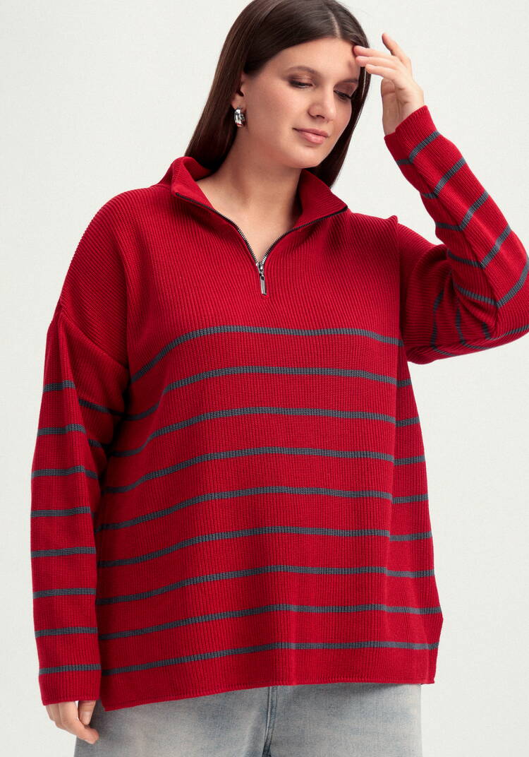 Джемпер в полоску с воротником-поло на молнии шир.  750, рис. 34